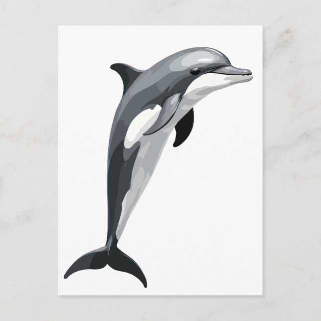 Cartes Pour Fêtes Annuelles Illustration d'art vectoriel dauphin avec noir bla (Devant)