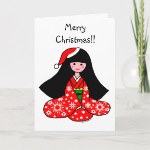 Cartes Pour Fêtes Annuelles Illustration de bande dessinée de Noël de fille de