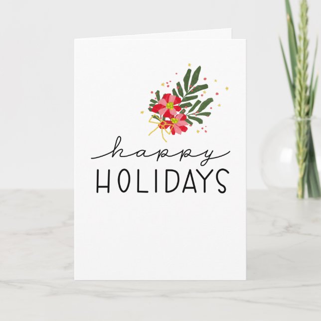 Cartes Pour Fêtes Annuelles Illustration de bouquet de poinsettias dessinés à  (Devant)