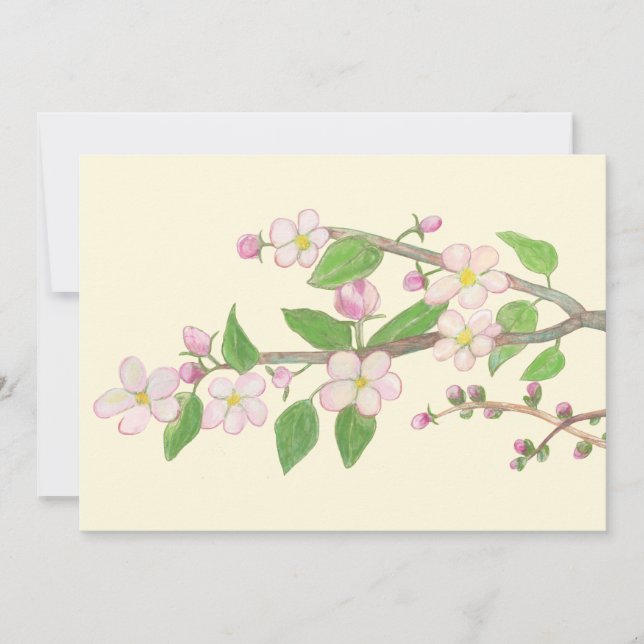 Cartes Pour Fêtes Annuelles Illustration de branche de pommier en fleurs (Devant)