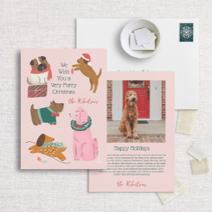 Cartes Pour Fêtes Annuelles Illustration de chien unique de Noël Furry