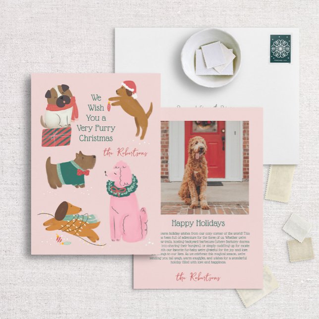 Cartes Pour Fêtes Annuelles Illustration de chien unique de Noël Furry (Créateur téléchargé)