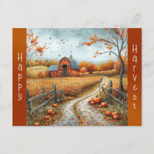 Cartes Pour Fêtes Annuelles Illustration de grange rouge rustique d'automne