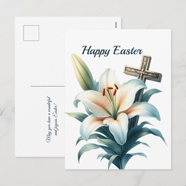 Cartes Pour Fêtes Annuelles Illustration de la croix blanche de Pâques (Devant / Derrière)