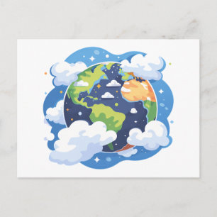 Cartes Pour Fêtes Annuelles Illustration de la Terre avec des nuages dans l'es