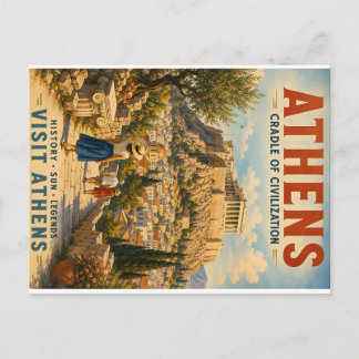 Cartes Pour Fêtes Annuelles Illustration de l'affiche de voyage d'Athènes vint