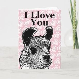 Cartes Pour Fêtes Annuelles Illustration de lama Je t'aime coeurs