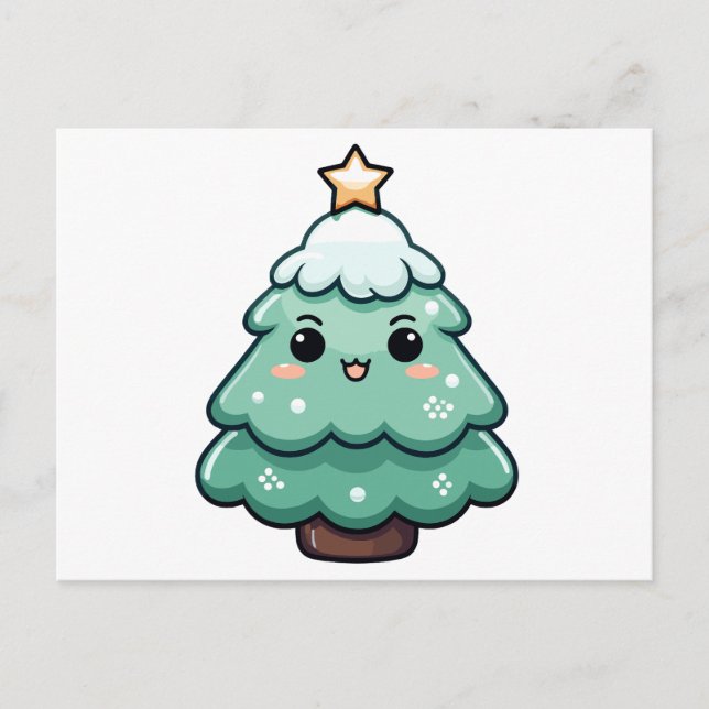 Cartes Pour Fêtes Annuelles Illustration de l'arbre de Noël souriant (Devant)