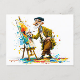 Cartes Pour Fêtes Annuelles Illustration De Lecture Humoristique De L'Homme Âg
