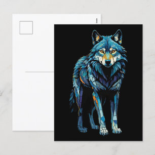 Cartes Pour Fêtes Annuelles Illustration de mosaïque colorée du loup majestueu