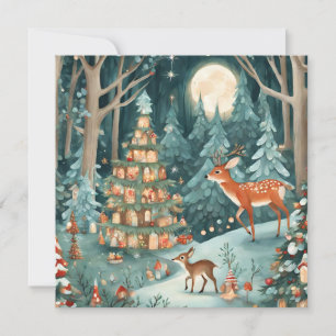 Cartes Pour Fêtes Annuelles Illustration de Noël dans la nature forestière