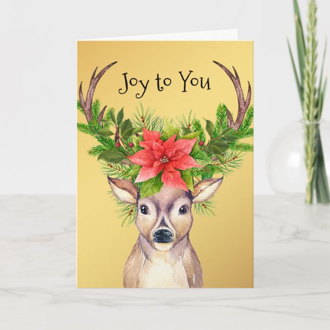 Cartes Pour Fêtes Annuelles Illustration de Noël Joy Holiday Deer (Devant)
