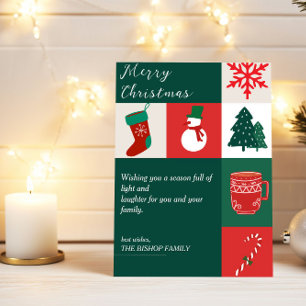 Cartes Pour Fêtes Annuelles Illustration de Noël Vintage vert et rouge