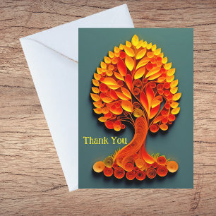 Cartes Pour Fêtes Annuelles Illustration de remerciement d'arbre d'automne ora