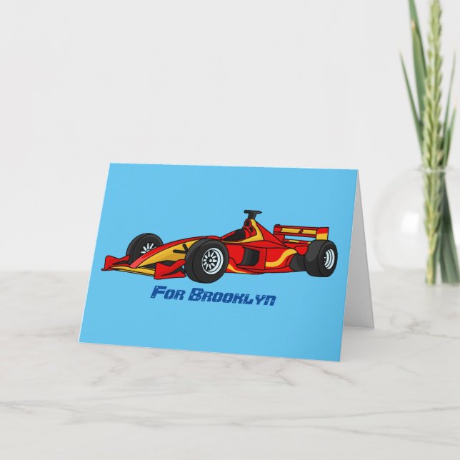 Cartes Pour Fêtes Annuelles Illustration de voitures de course à grande vitess (Devant)