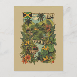 Cartes Pour Fêtes Annuelles Illustration de voyage à la Jamaïque de style vint