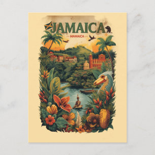 Cartes Pour Fêtes Annuelles Illustration de voyage à la Jamaïque de style vint