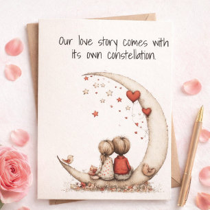 Cartes Pour Fêtes Annuelles Illustration d'histoire d'amour au clair de lune