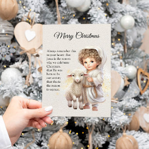 Cartes Pour Fêtes Annuelles Illustration Du Bébé Jésus Et De L'Agneau