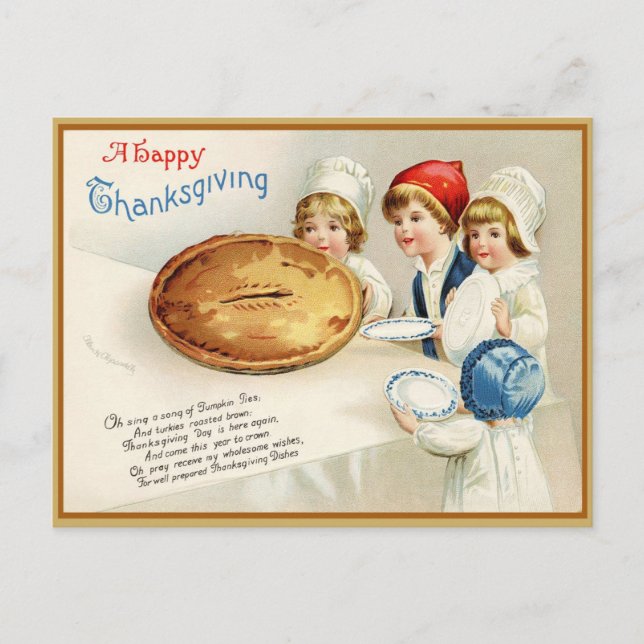 Cartes Pour Fêtes Annuelles Illustration du Bon thanksgiving d'aquarelle vinta (Devant)