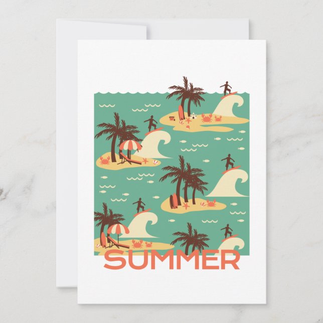 Cartes Pour Fêtes Annuelles Illustration du dessin animé surf (Devant)