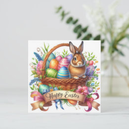Cartes Pour Fêtes Annuelles Illustration du lapin du panier de Pâques
