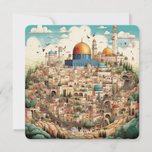 Cartes Pour Fêtes Annuelles Illustration du paysage urbain palestinien
