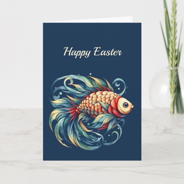 Cartes Pour Fêtes Annuelles Illustration du poisson de Pâques (Devant)