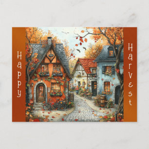 Cartes Pour Fêtes Annuelles Illustration du village automnal orange européen