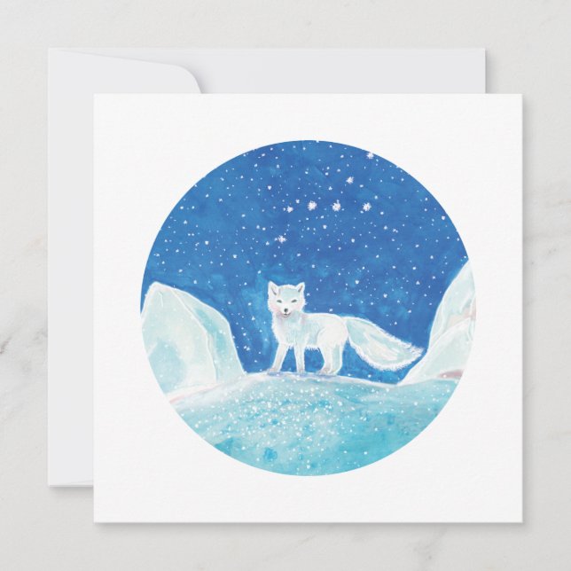 Cartes Pour Fêtes Annuelles Illustration d'un petit renard arctique (Vulpes la (Devant)