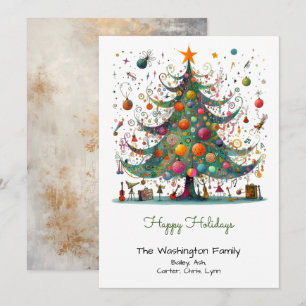Cartes Pour Fêtes Annuelles Illustration excentrique de l'arbre de Noël