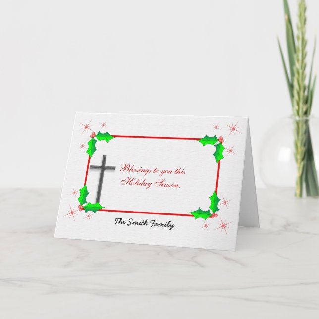 Cartes Pour Fêtes Annuelles Illustration Holly de la croix de Noël (Devant)