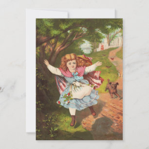 Cartes Pour Fêtes Annuelles Illustration lithographique d'une petite fille et