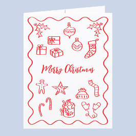 Cartes Pour Fêtes Annuelles Illustration moderne de gribouillage rouge et blan