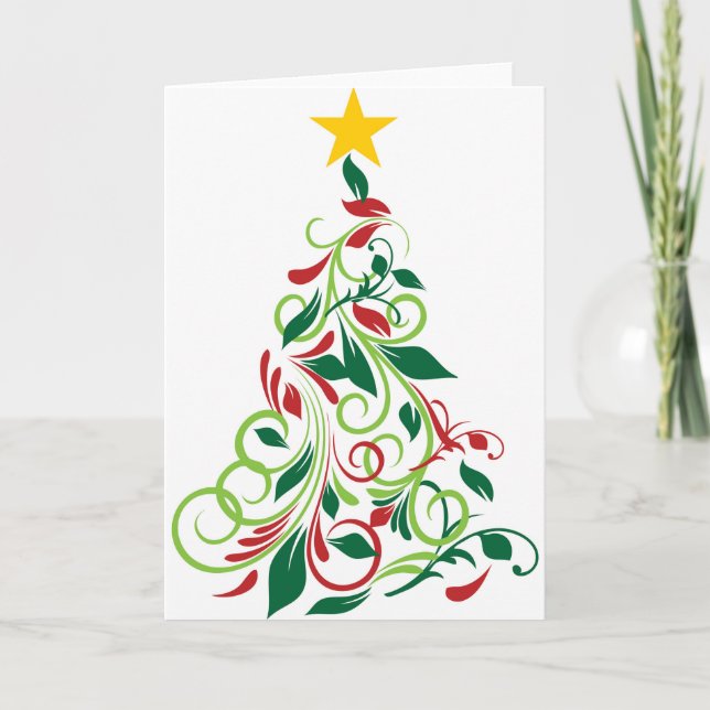 Cartes Pour Fêtes Annuelles Illustration moderne élégante d'arbre de Noël (Devant)