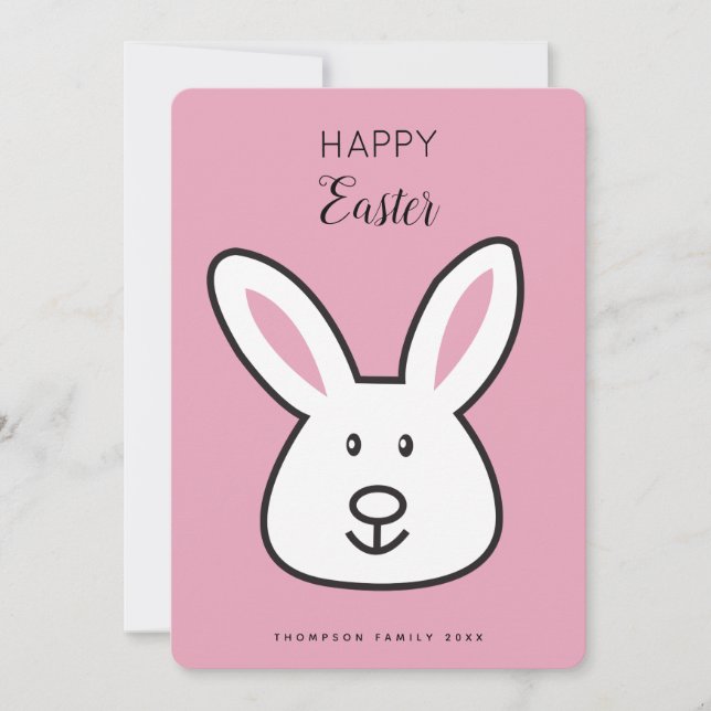 Cartes Pour Fêtes Annuelles Illustration Pastel Pink Cute Bunny Pâques (Devant)