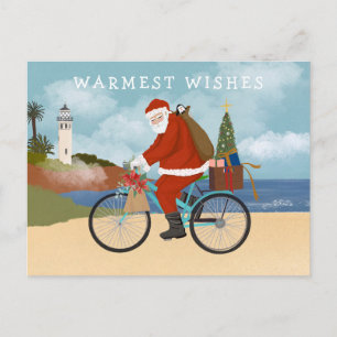 Cartes Pour Fêtes Annuelles Illustration Père Noël équitation un Vacances d'ét
