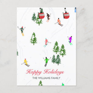 Cartes Pour Fêtes Annuelles Illustration personnalisée des vacances de ski en 