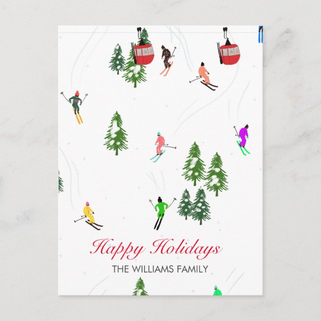 Cartes Pour Fêtes Annuelles Illustration personnalisée des vacances de ski en  (Devant)