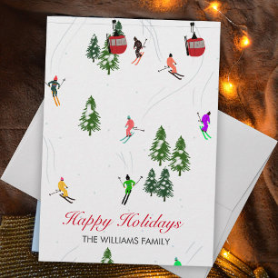 Cartes Pour Fêtes Annuelles Illustration personnalisée des vacances de ski en 