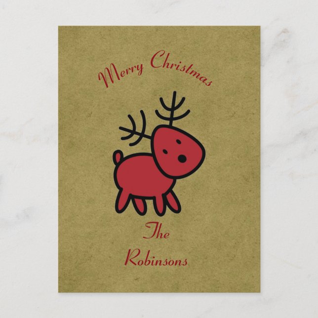 Cartes Pour Fêtes Annuelles Illustration Red Christmas Reindeer (Devant)