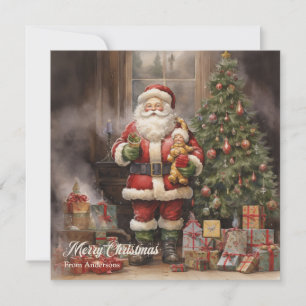Cartes Pour Fêtes Annuelles Illustration rétro Père Noël et arbre de Noël