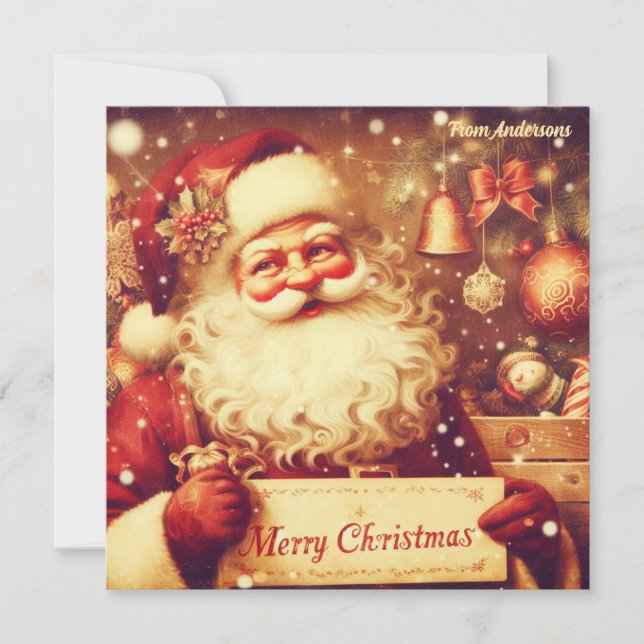 Cartes Pour Fêtes Annuelles Illustration traditionnelle classique rétro Santa  (Devant)