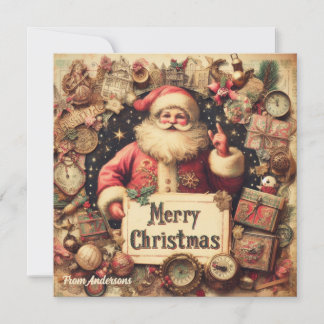 Cartes Pour Fêtes Annuelles Illustration traditionnelle classique rétro Santa