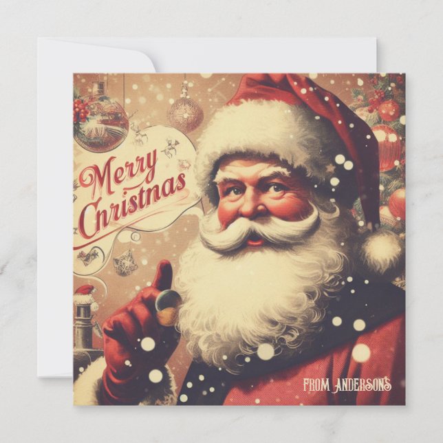 Cartes Pour Fêtes Annuelles Illustration traditionnelle classique rétro Santa  (Devant)