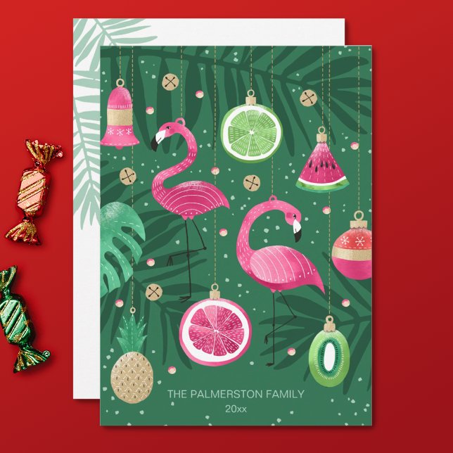 Cartes Pour Fêtes Annuelles Illustration Tropical Christmas Ornaments (Créateur téléchargé)