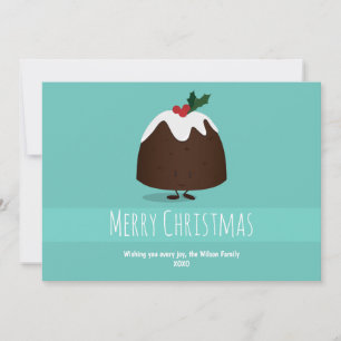 Cartes Pour Fêtes Annuelles Illustration Turquoise blanc souriant Pudding de N