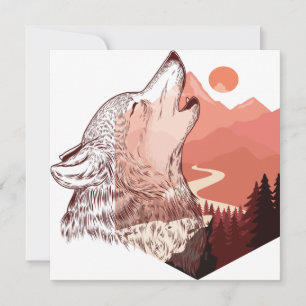Cartes Pour Fêtes Annuelles Illustration vectorielle d'un loup hurlant Paysage