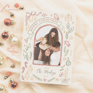 Cartes Pour Fêtes Annuelles Illustrations de Noël rétro Whimsical Arch Photo