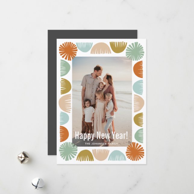 Cartes Pour Fêtes Annuelles Image couleur Retro Frame (Devant/Arrière en situation)